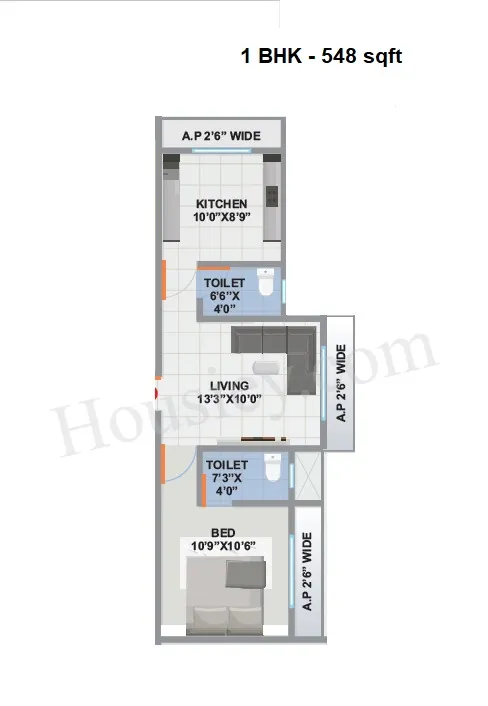 Nine SK Heights Unit plan - 458 sq.ft.